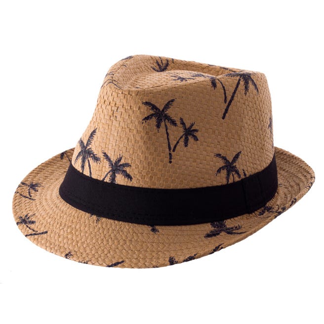 Sombrero rafia estampado palmeras